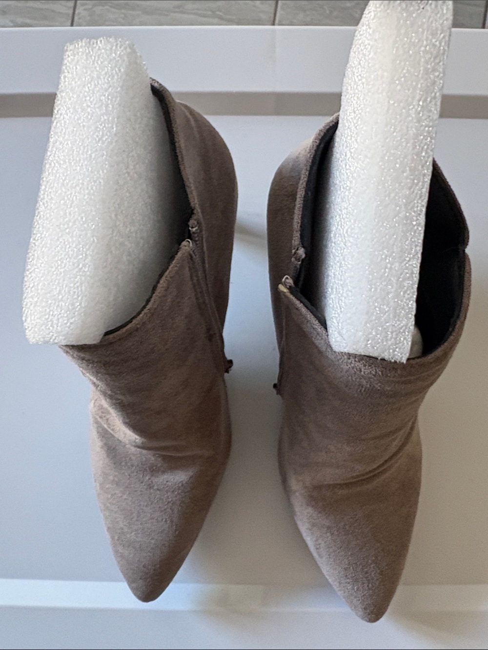 SHEIN Taupe Pointed Toe Suede Ankle Boots